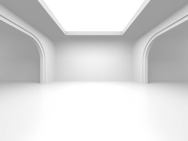 Soyut Beyaz Mimari Tasarım Konsepti. 3d Görüntüleme