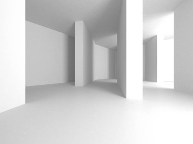 Beyaz Modern Arkaplan. Soyut Bina Konsepti. 3d Hazırlama