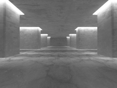 Soyut mimari iç plan. Boş beton oda. 3d hazırlayıcı