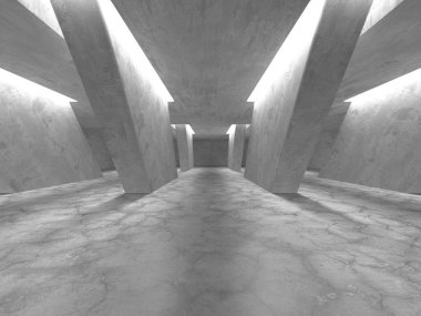 Soyut mimari arka plan. İçi boş beton döşeme. 3d hazırlayıcı