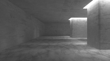 Dark Beton Duvar Mimarisi. Boş Oda. 3d Görüntüleme