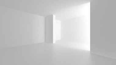 Aydınlatılmış koridor iç tasarımı. Boş Oda İç mimarisi. 3 Boyutlu Hazırlama