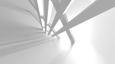 Aydınlatılmış koridor iç tasarımı. Boş Oda İç mimarisi. 3 Boyutlu Hazırlama