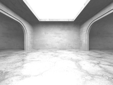 Dark Beton Duvar Mimarisi. Boş Oda. 3d Görüntüleme