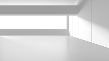 Soyut Beyaz Mimari Tasarım Konsepti. 3d Görüntüleme