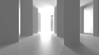 Beyaz Modern Arkaplan. Soyut Bina Konsepti. 3d Hazırlama