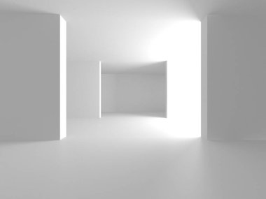 Soyut Beyaz Mimari Tasarım Konsepti. 3d Görüntüleme