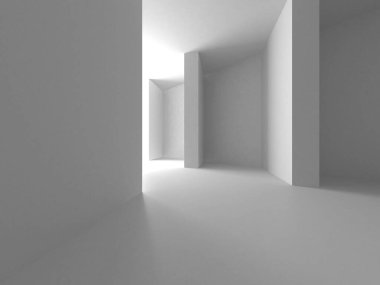 Beyaz Modern Arkaplan. Soyut Bina Konsepti. 3d Hazırlama