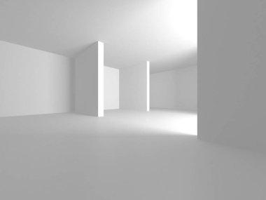 Aydınlatılmış koridor iç tasarımı. Boş Oda İç mimarisi. 3 Boyutlu Hazırlama