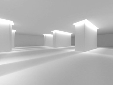 Soyut Beyaz Mimari Tasarım Konsepti. 3d Görüntüleme