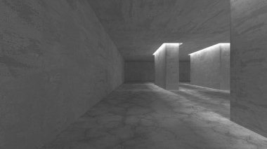 Dark Beton Duvar Mimarisi. Boş Oda. 3d Görüntüleme