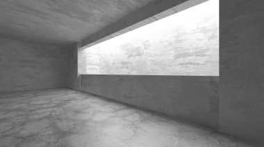 Dark Beton Duvar Mimarisi. Boş Oda. 3d Görüntüleme