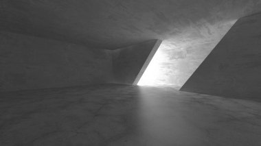 Dark Beton Duvar Mimarisi. Boş Oda. 3d Görüntüleme