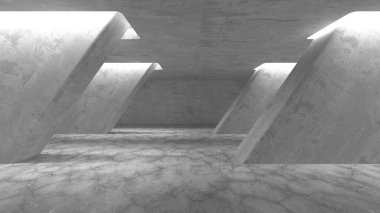 Dark Beton Duvar Mimarisi. Boş Oda. 3d Görüntüleme