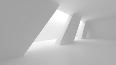 Soyut Beyaz Mimari Tasarım Konsepti. 3d Görüntüleme