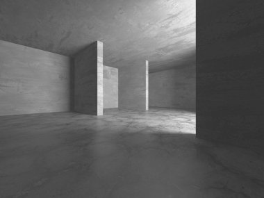 Dark Beton Duvar Mimarisi. Boş Oda. 3d Görüntüleme