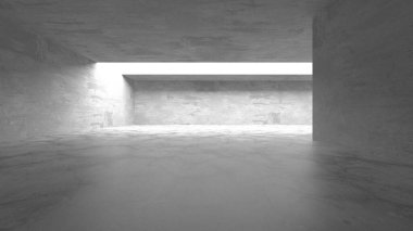 Dark Beton Duvar Mimarisi. Boş Oda. 3d Görüntüleme