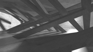 Soyut mimari arka plan. İçi boş beton döşeme. 3d hazırlayıcı