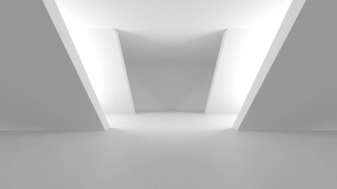 Soyut Beyaz Mimari Tasarım Konsepti. 3d Görüntüleme