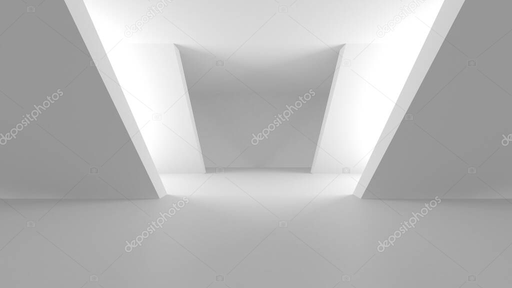 Abstract White Architecture Design Concept. 3d Render Illustration