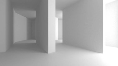 Soyut Beyaz Mimari Tasarım Konsepti. 3d Görüntüleme