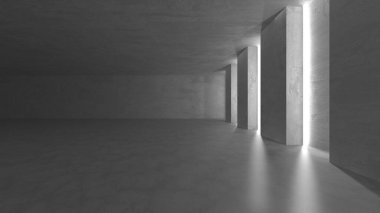 Soyut mimari iç plan. Boş beton oda. 3d hazırlayıcı