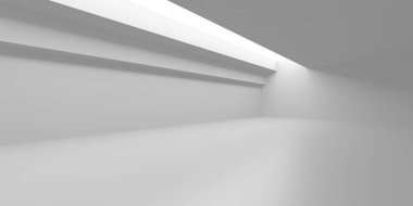 Aydınlatılmış koridor iç tasarımı. Boş Oda İç mimarisi. 3 Boyutlu Hazırlama