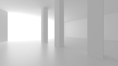 Beyaz Modern Arkaplan. Soyut Bina Konsepti. 3d Hazırlama