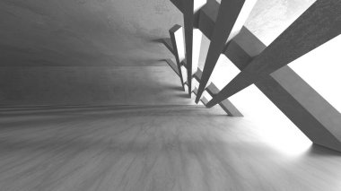 Dark Beton Duvar Mimarisi. Boş Oda. 3d Görüntüleme