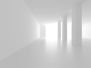 Soyut Beyaz Mimari Tasarım Konsepti. 3d Görüntüleme