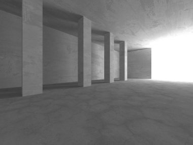 Soyut mimari arka plan. İçi boş beton döşeme. 3d hazırlayıcı