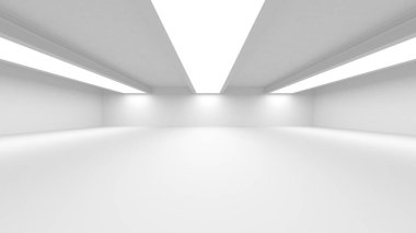 Soyut Beyaz Mimari Tasarım Konsepti. 3d Görüntüleme