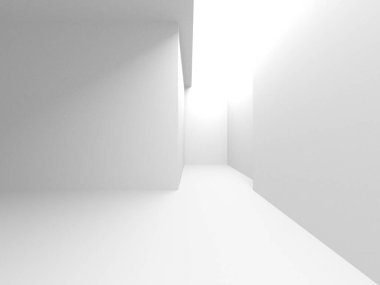 Aydınlatılmış koridor iç tasarımı. Boş Oda İç mimarisi. 3 Boyutlu Hazırlama