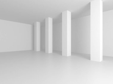 Beyaz Modern Arkaplan. Soyut Bina Konsepti. 3d Hazırlama