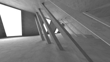 Dark Beton Duvar Mimarisi. Boş Oda. 3d Görüntüleme