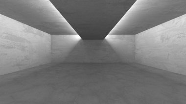 Dark Beton Duvar Mimarisi. Boş Oda. 3d Görüntüleme