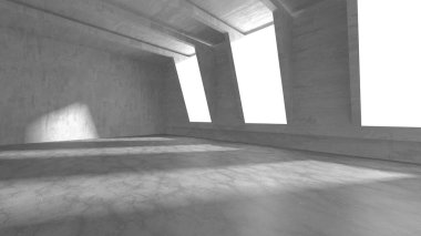 Dark Beton Duvar Mimarisi. Boş Oda. 3d Görüntüleme