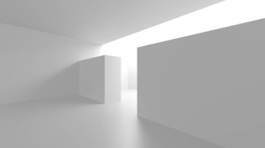 Soyut Beyaz Mimari Tasarım Konsepti. 3d Görüntüleme