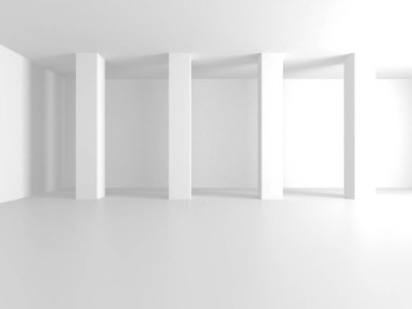 Soyut Beyaz Mimari Tasarım Konsepti. 3d Görüntüleme