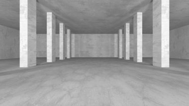 Dark Beton Duvar Mimarisi. Boş Oda. 3d Görüntüleme