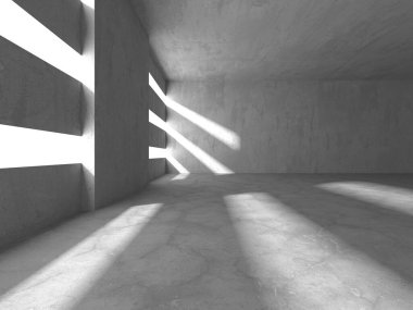 Dark Beton Duvar Mimarisi. Boş Oda. 3d Görüntüleme