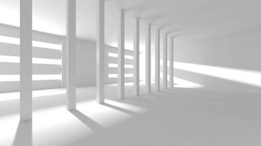 Soyut Beyaz Mimari Tasarım Konsepti. 3d Görüntüleme