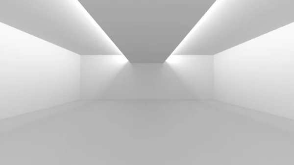 Illuminated Corridor Interior Design Empty Room Interior Background Render — Stock Photo, Image