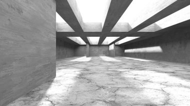 Soyut mimari iç plan. Boş beton oda. 3d hazırlayıcı