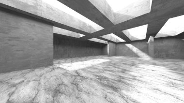 Soyut mimari iç plan. Boş beton oda. 3d hazırlayıcı