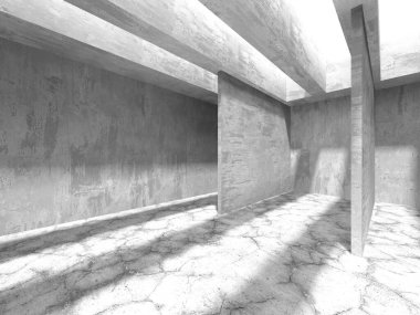 Soyut mimari iç plan. Boş beton oda. 3d hazırlayıcı