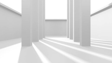 Beyaz Modern Arkaplan. Soyut Bina Konsepti. 3d Hazırlama