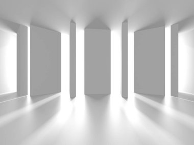 Beyaz Modern Arkaplan. Soyut Bina Konsepti. 3d Hazırlama