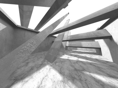 Soyut mimari arka plan. İçi boş beton döşeme. 3d hazırlayıcı