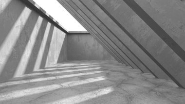 Dark Beton Duvar Mimarisi. Boş Oda. 3d Görüntüleme